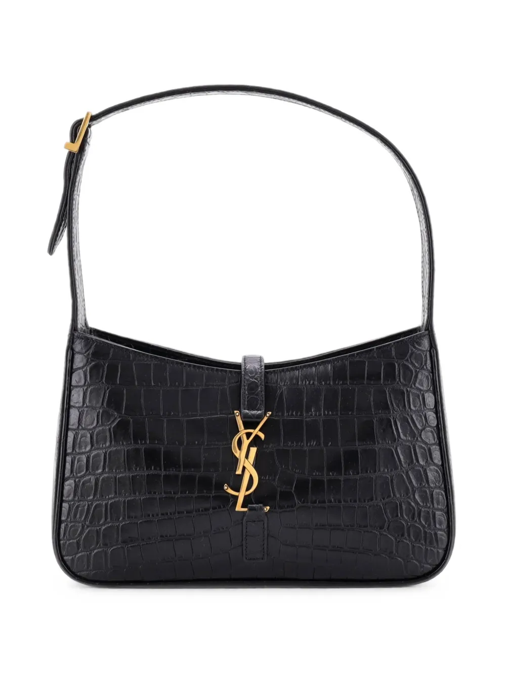 Saint Laurent Pre-Owned Le 5 a 7 Crocodile Embossed Leather Small hobo bag - Schwarz