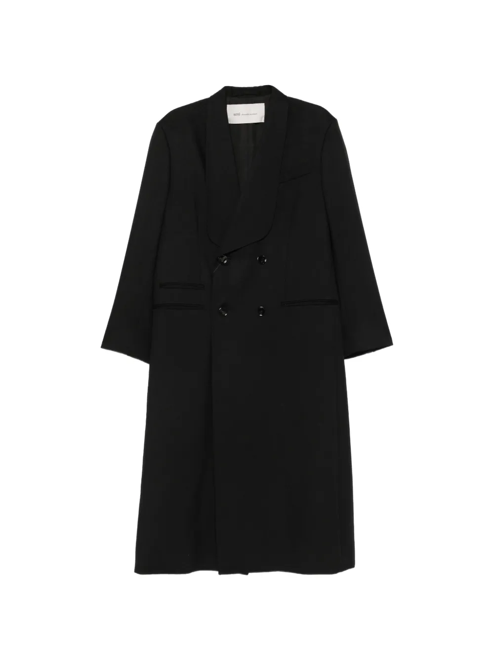 Ami Alexandre Mattiussi Double-breasted Shawl-collar Coat In Schwarz