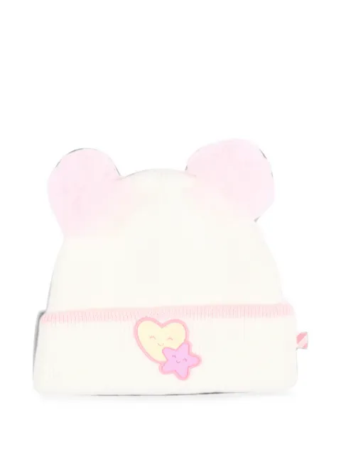 Billieblush pom-pom heart-patch beanie hat