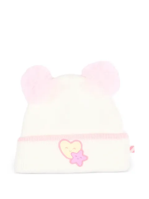 Billieblush pom-pom heart-patch beanie hat