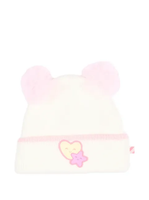 Billieblush pom-pom heart-patch beanie hat