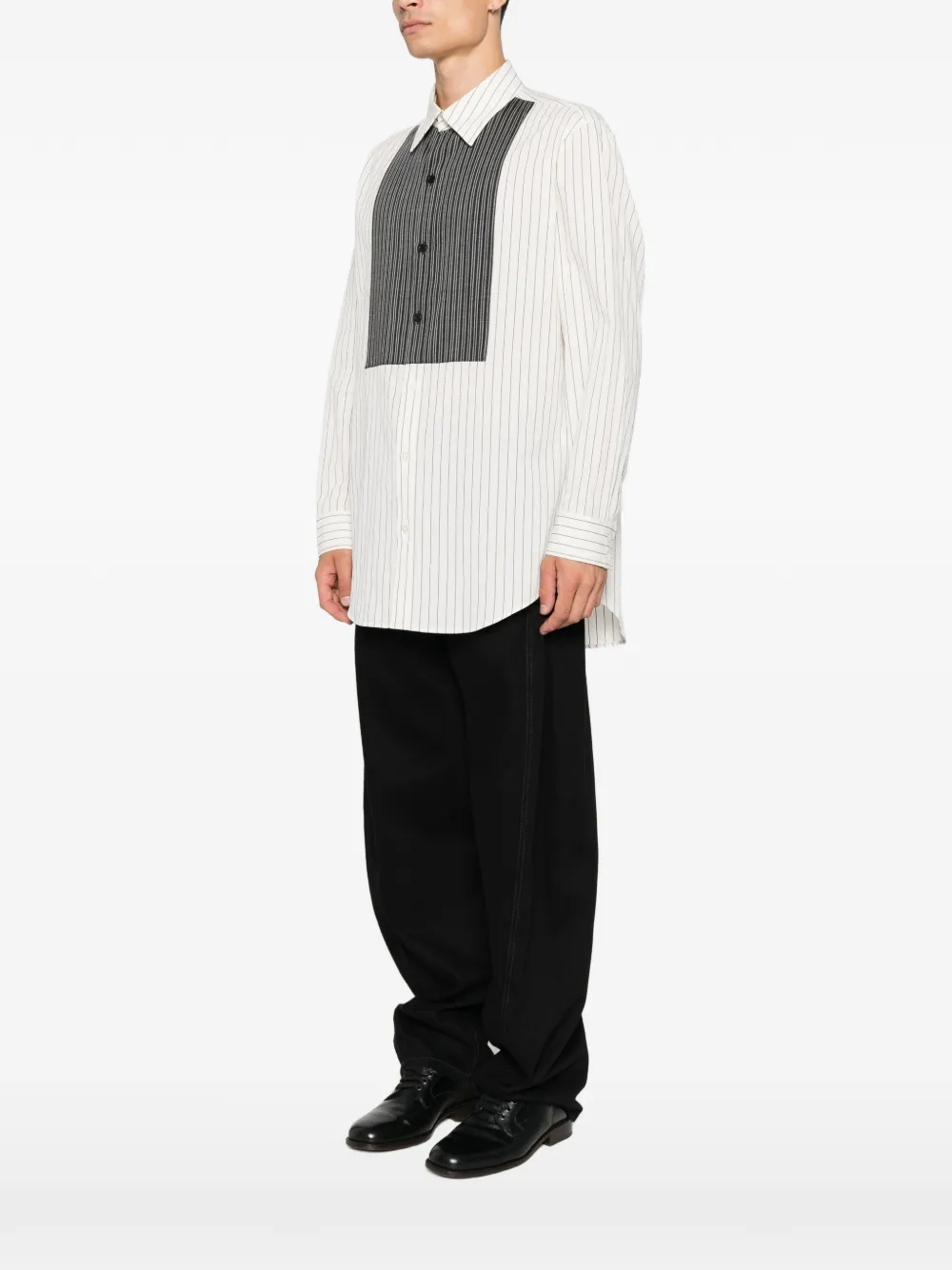Yohji Yamamoto Overhemd met vlakken en verticale streep Wit
