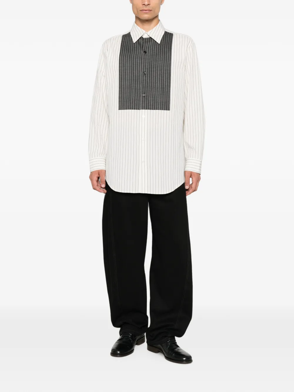 Yohji Yamamoto Overhemd met vlakken en verticale streep Wit