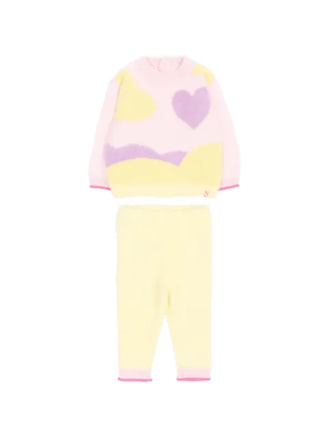 Billieblush heart-intarsia knitted trousers set