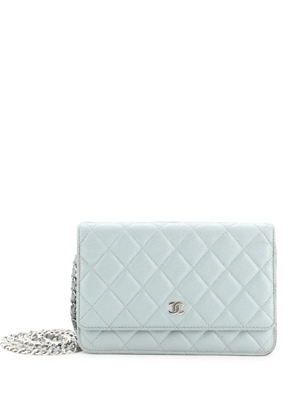 CHANEL Pre-Owned Wallet on Chain Quilted Caviar crossbody bag - Blu
