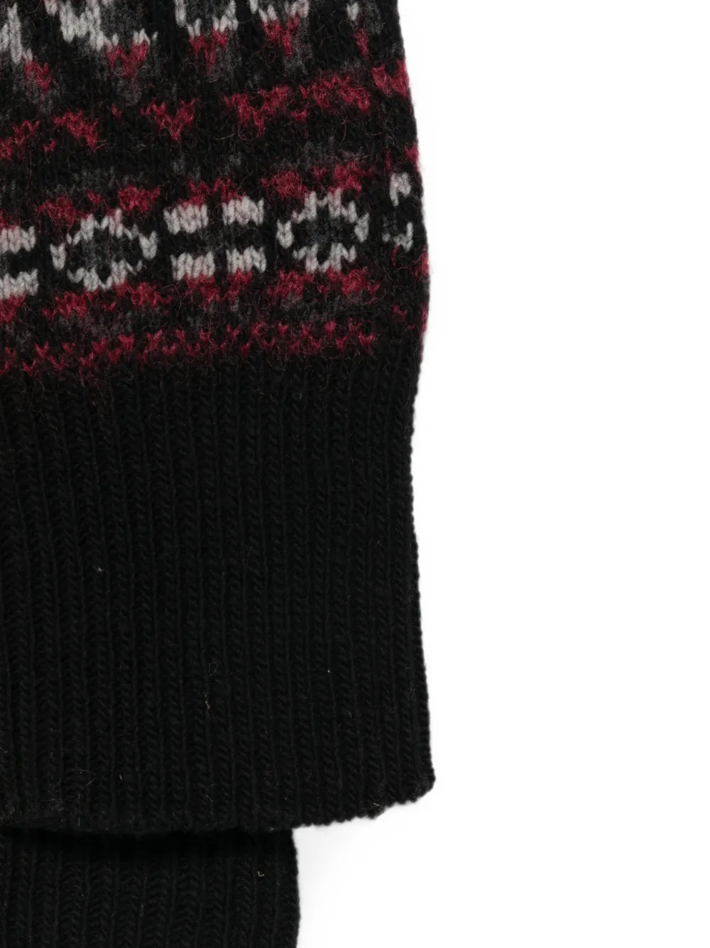 Yohji Yamamoto Sjaal met Fair Isle-breipatroon Zwart