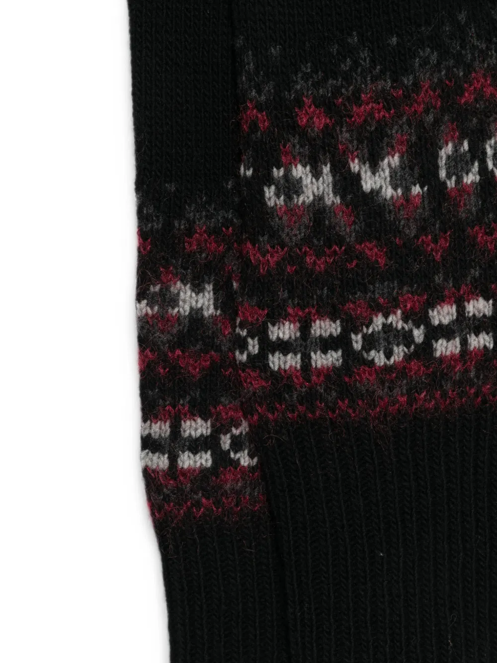 Yohji Yamamoto Sjaal met Fair Isle-breipatroon Zwart