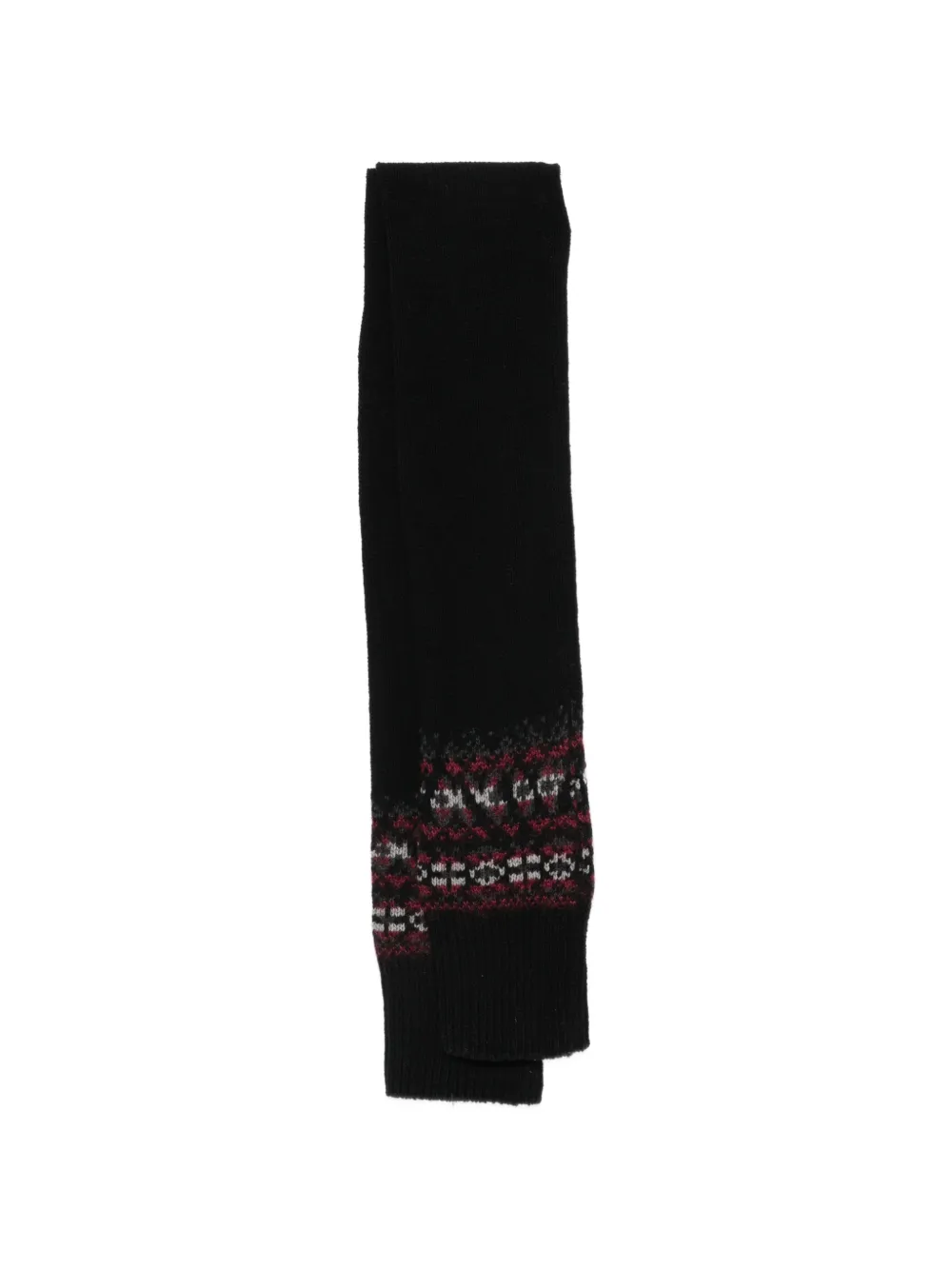Yohji Yamamoto fair isle knit scarf - Nero
