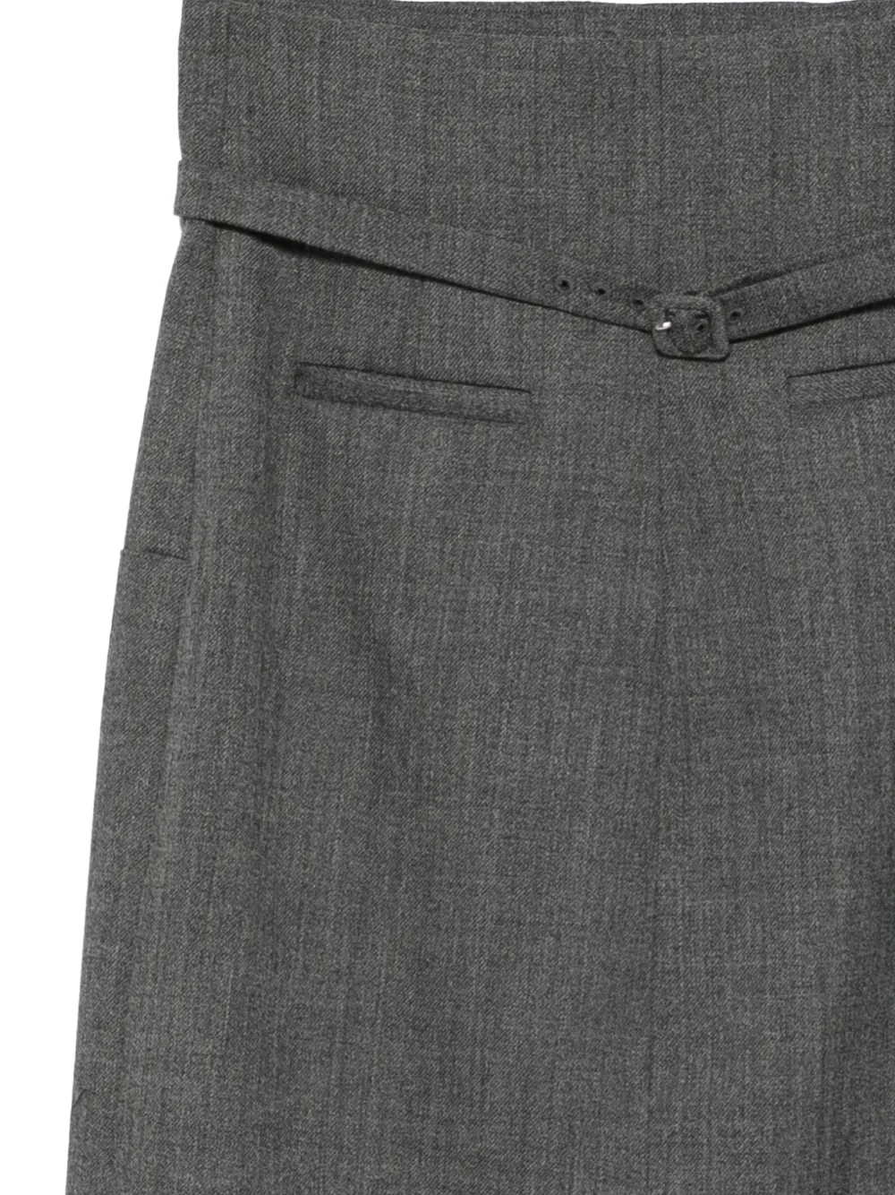 AMI Paris Belted Buckled Midi Skirt in Grey, view 3