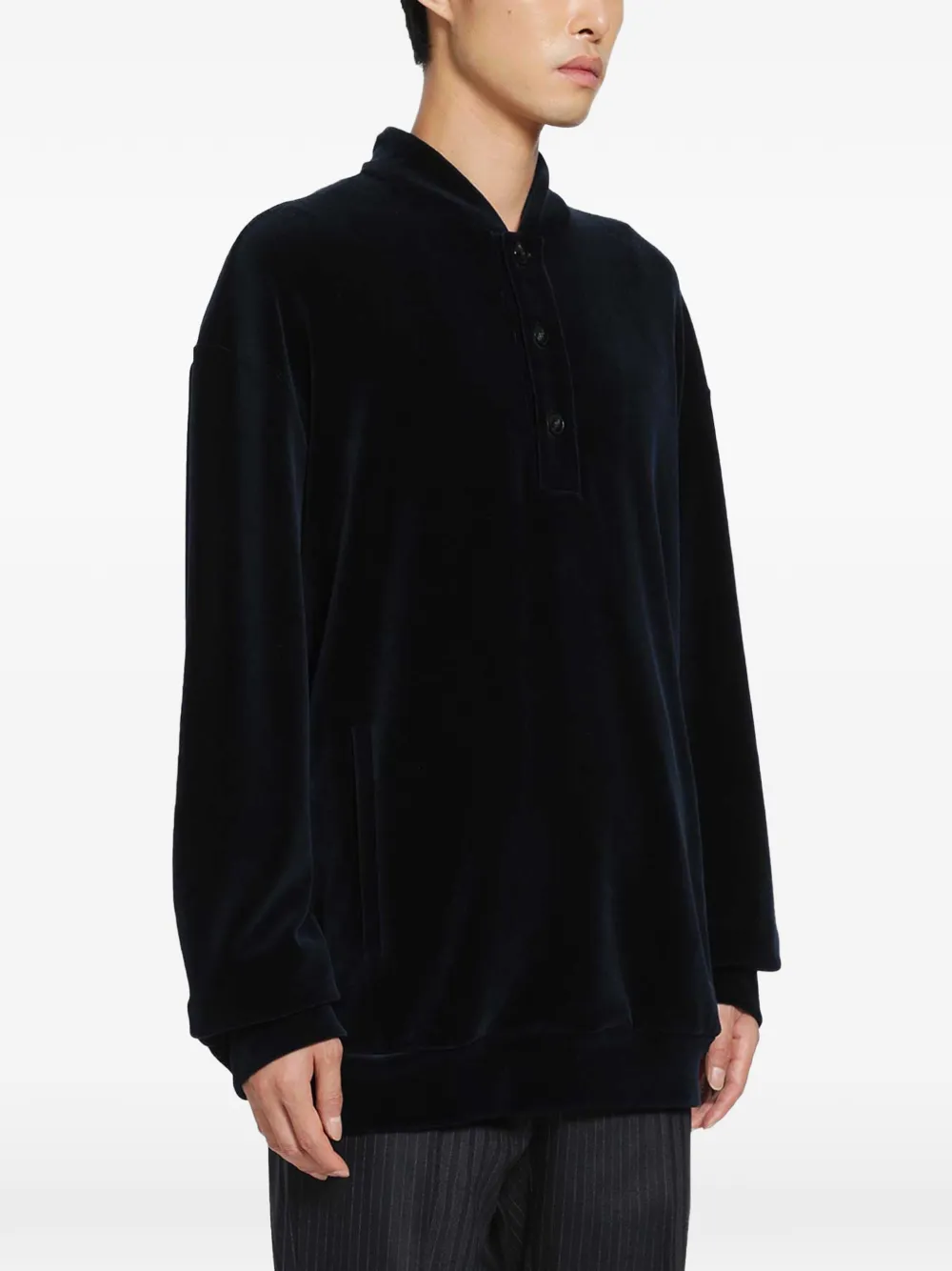 Giorgio Armani Fluwelen poloshirt Blauw