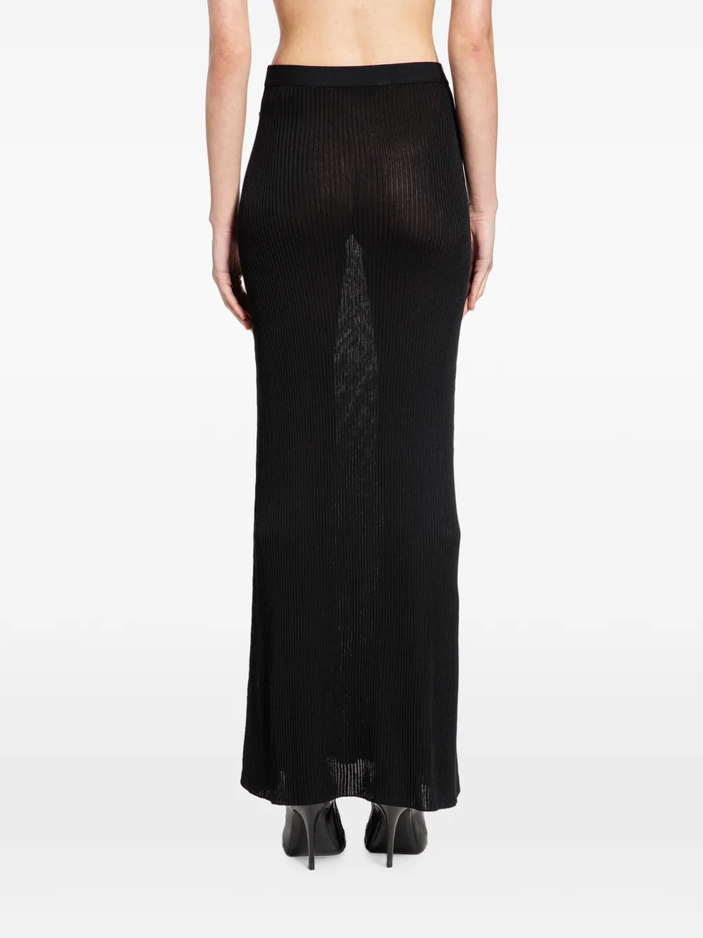 Balenciaga sheer rib-knit skirt Zwart