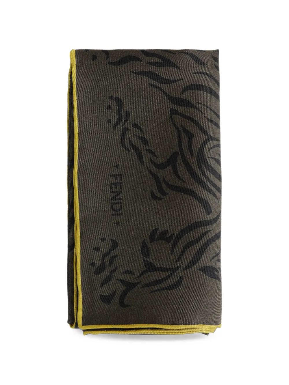 FENDI tiger-print silk scarf - Verde