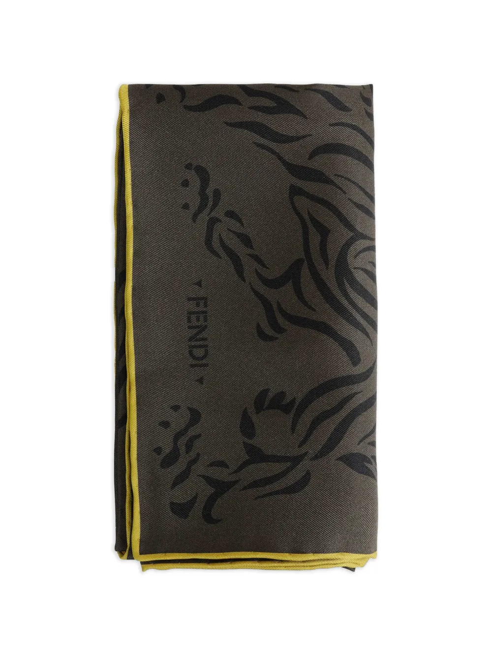FENDI tiger-print silk scarf - Verde