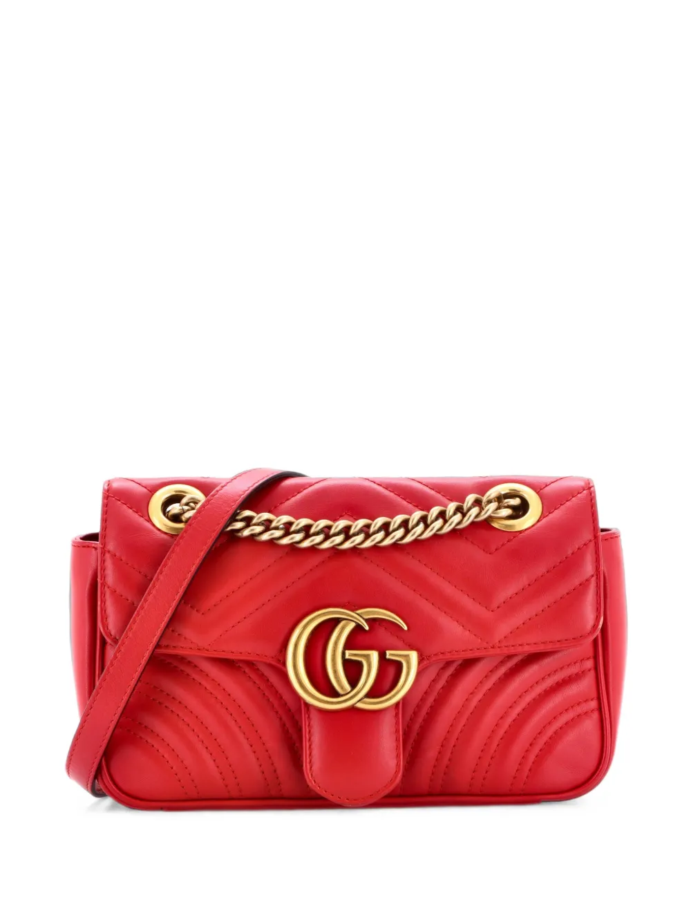 Gucci Pre-Owned GG Marmont Flap Bag Matelasse Leather Mini crossbody bag - Rosso