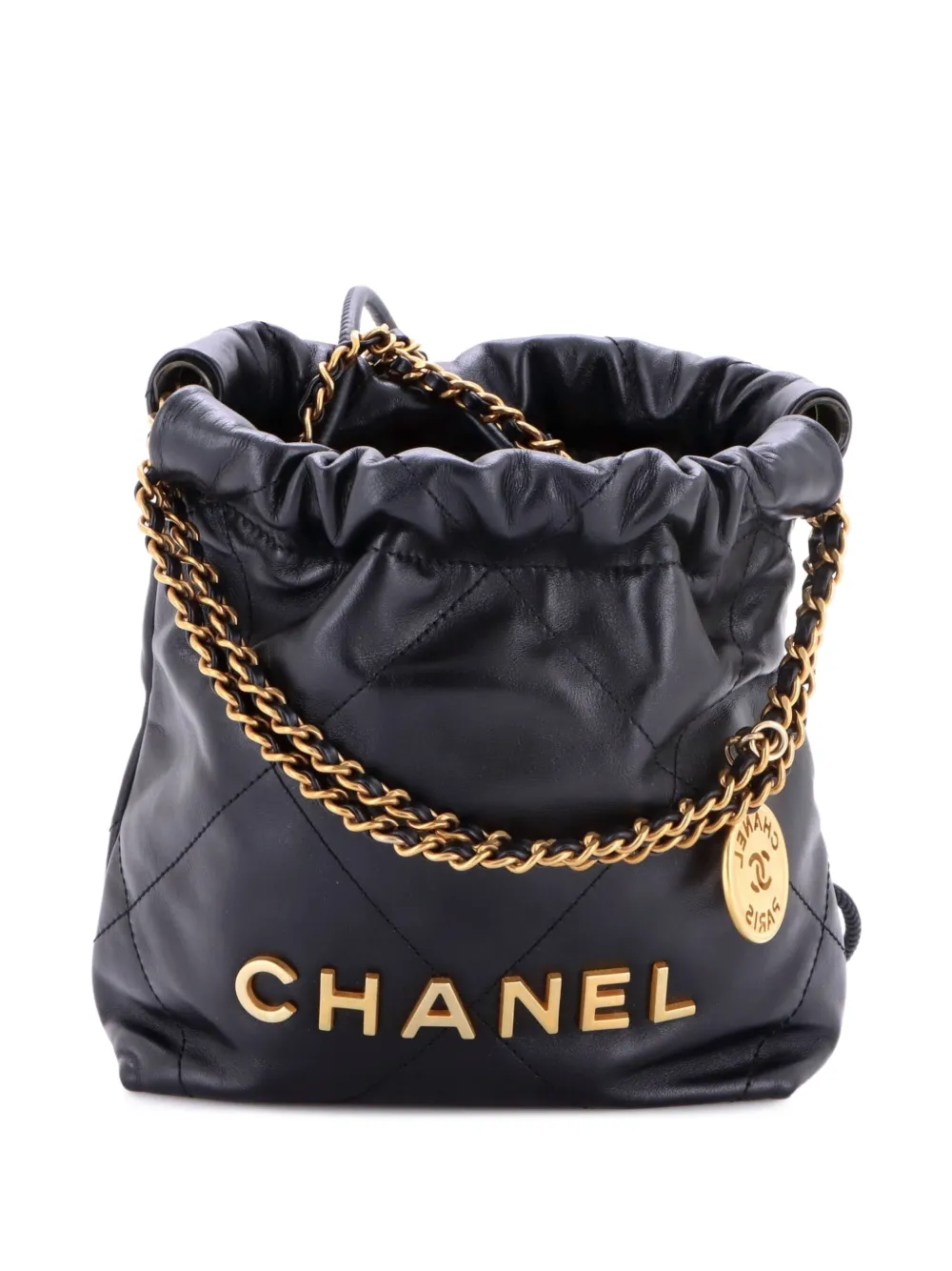 CHANEL Pre-Owned Mini Chain Hobo Umhängetasche mit Steppung 22cm - Schwarz