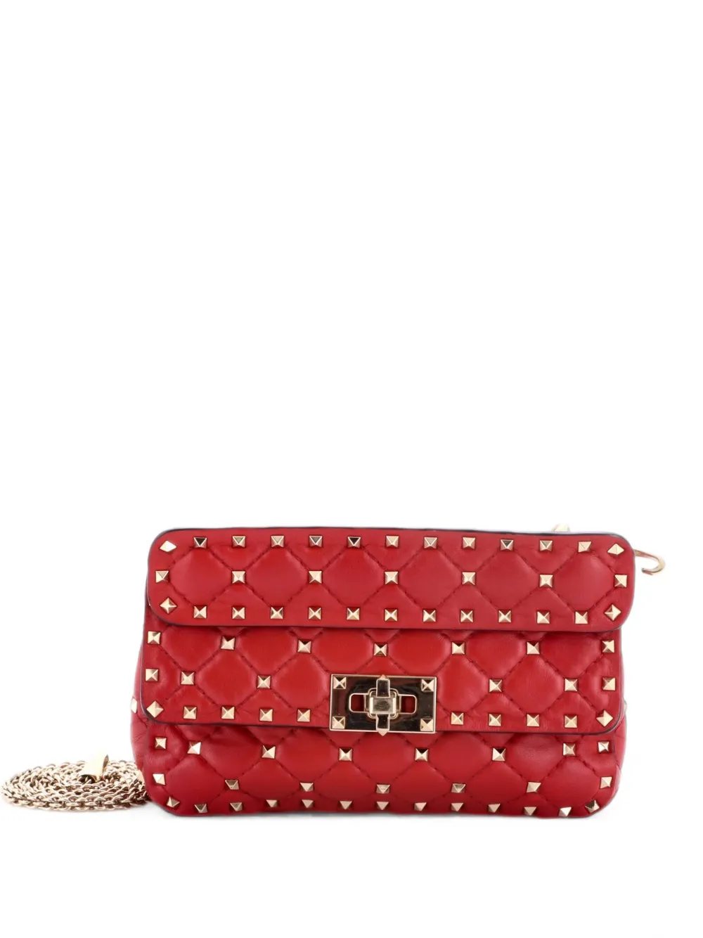 Valentino Garavani Pre-Owned Borsa a tracolla Rockstud Spike piccola in pelle trapuntata con battente - Rosso