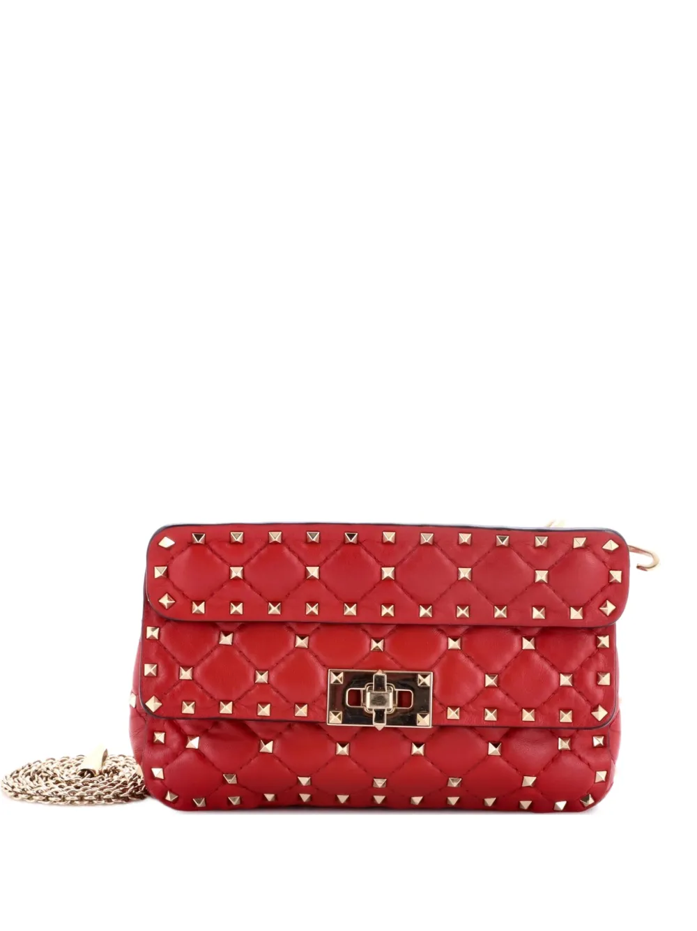 Valentino Garavani Pre-Owned Borsa a tracolla Rockstud Spike piccola in pelle trapuntata con battente - Rosso