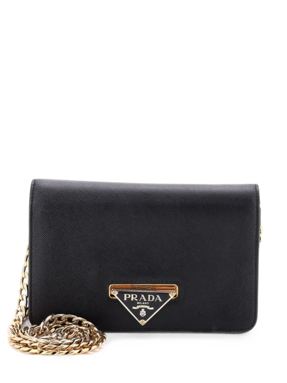 Prada Pre-Owned Flip Lock Wallet on Chain Clutch Saffiano Leather Small shoulder bag - Schwarz