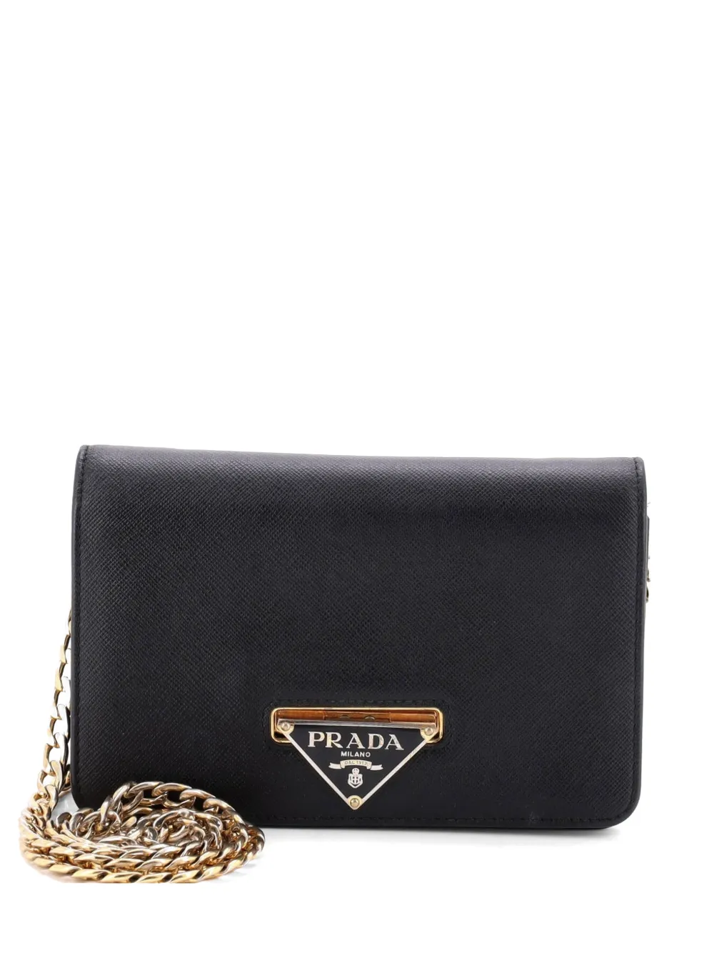 Prada Pre-Owned Flip Lock Wallet on Chain Clutch Saffiano Leather Small shoulder bag - Nero