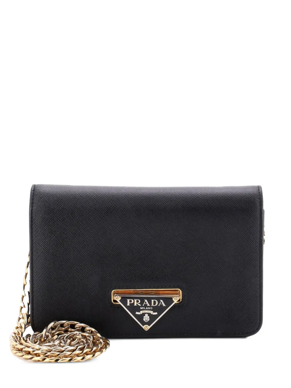 Prada Pre-Owned Flip Lock Wallet on Chain Clutch Saffiano Leather Small shoulder bag - Schwarz