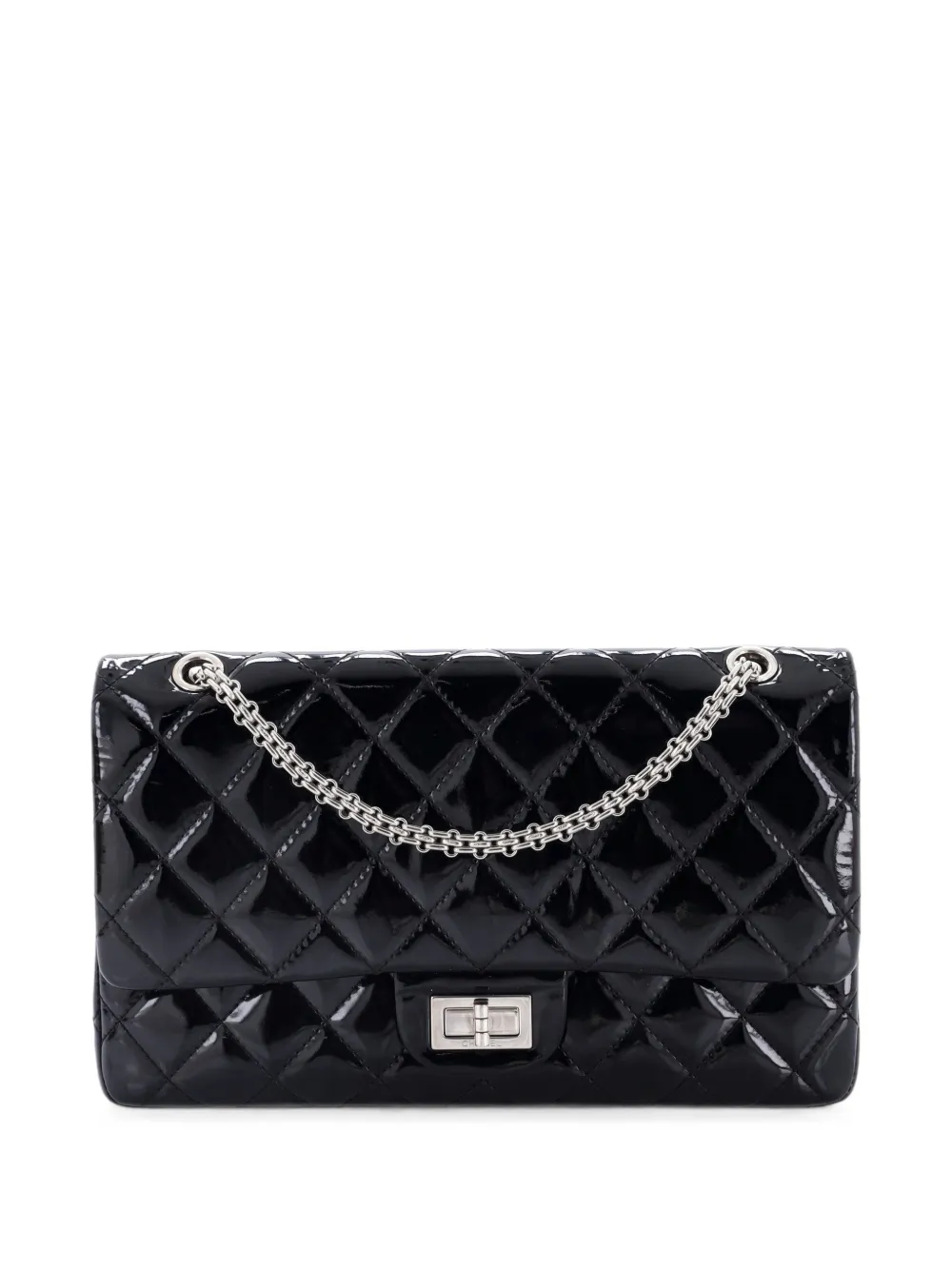 CHANEL Pre-Owned Borsa a spalla Reissue 2.55 227 in pelle verniciata trapuntata con battente - Nero