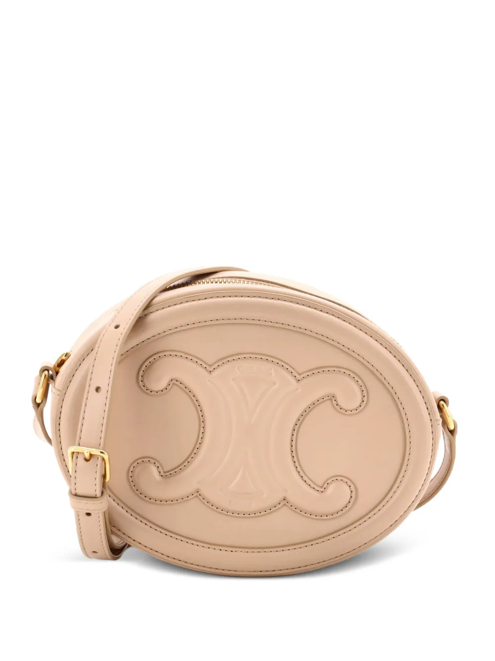 Celine Pre-Owned Triomphe Oval Leather crossbody bag - Toni neutri