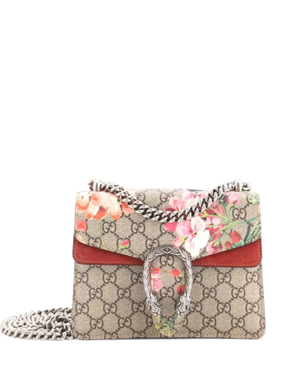 Gucci Pre-Owned Dionysus Bag Blooms Print GG Coated Canvas Mini shoulder bag - Marrone
