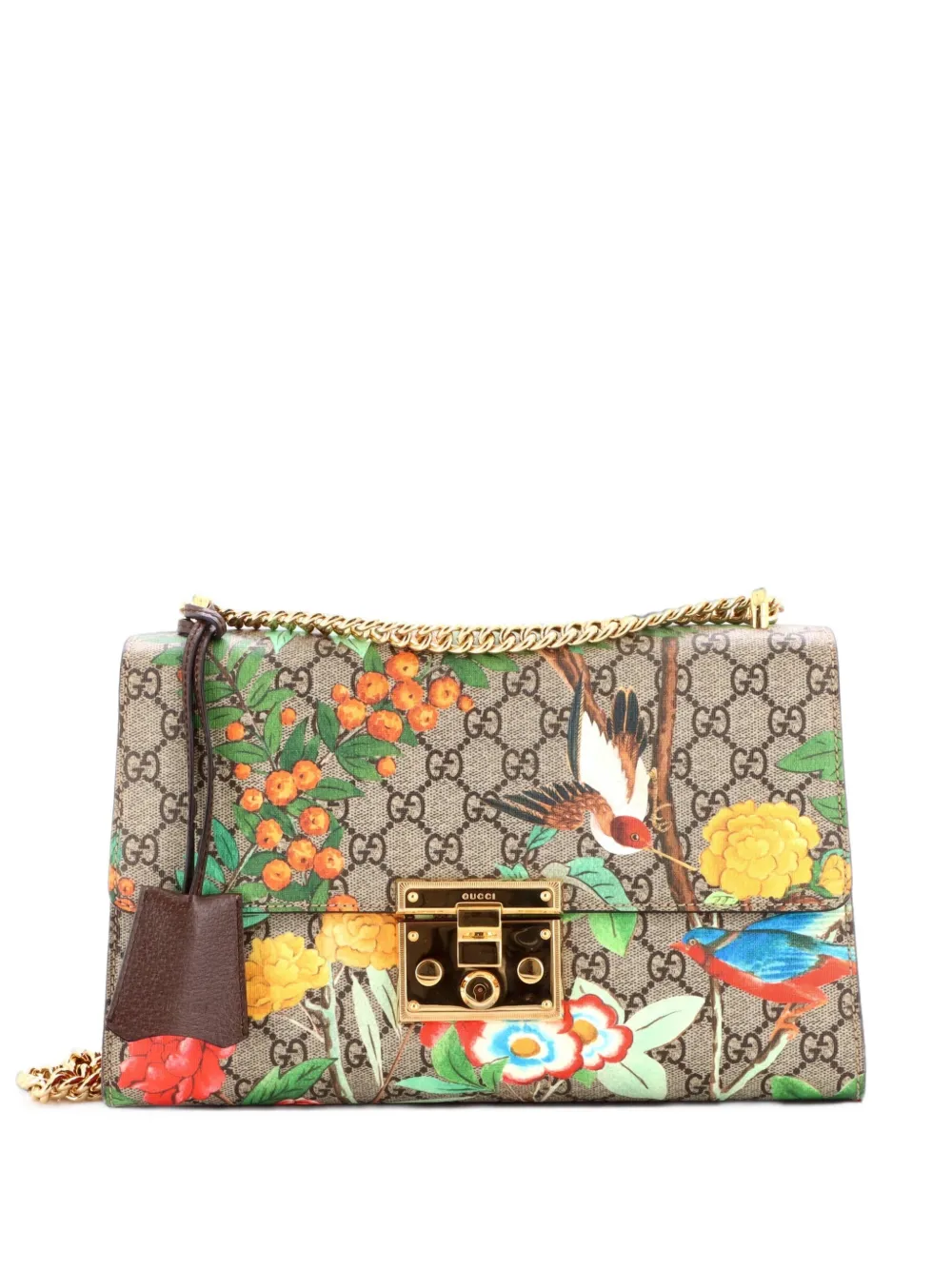 Gucci Pre-Owned Borsa a spalla media in tela cerata GG con stampa - Marrone