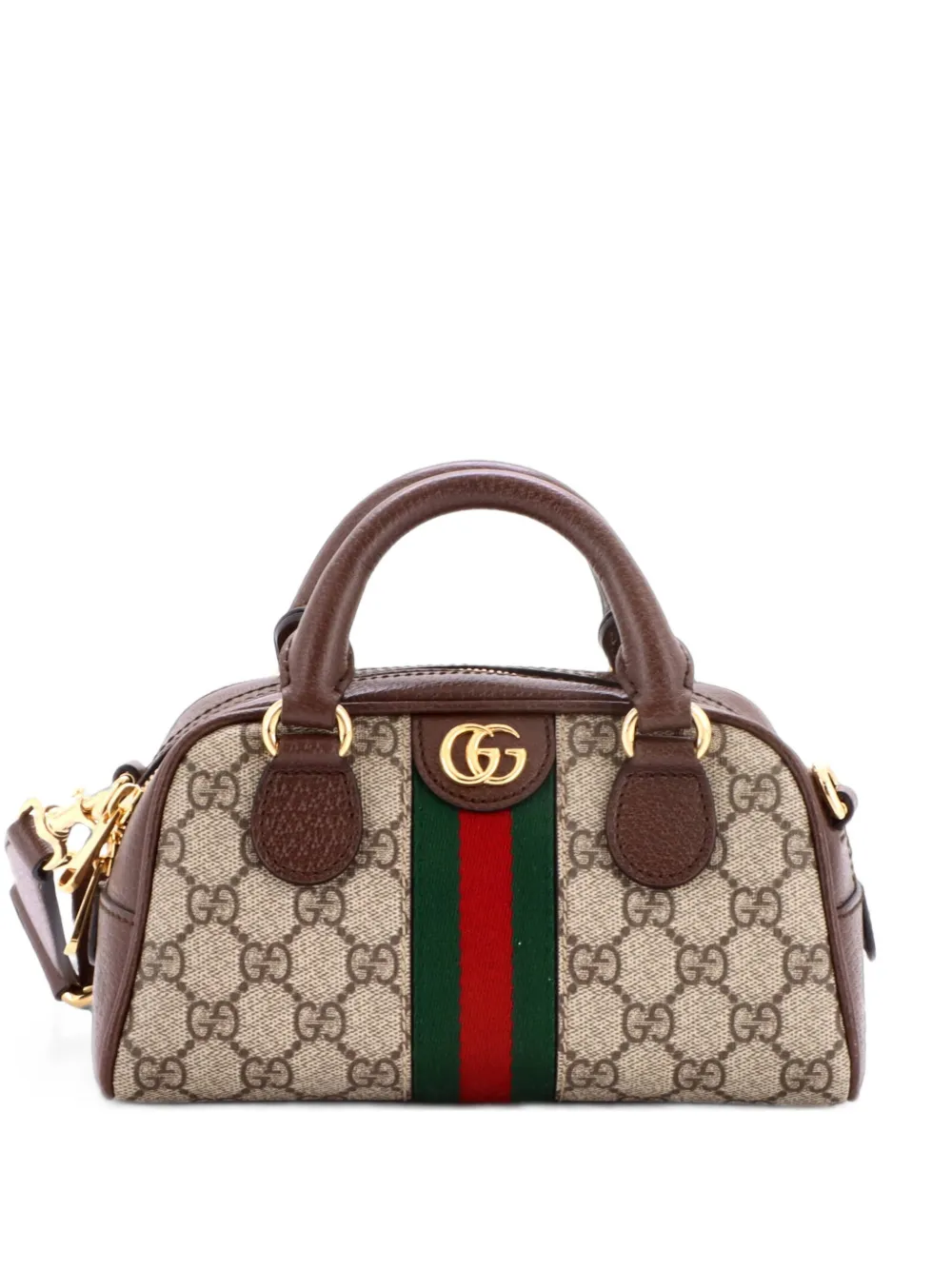 Gucci Pre-Owned Ophidia Convertible Boston Top Handle Bag GG Coated Canvas with Leather Mini crossbody bag - Marrone