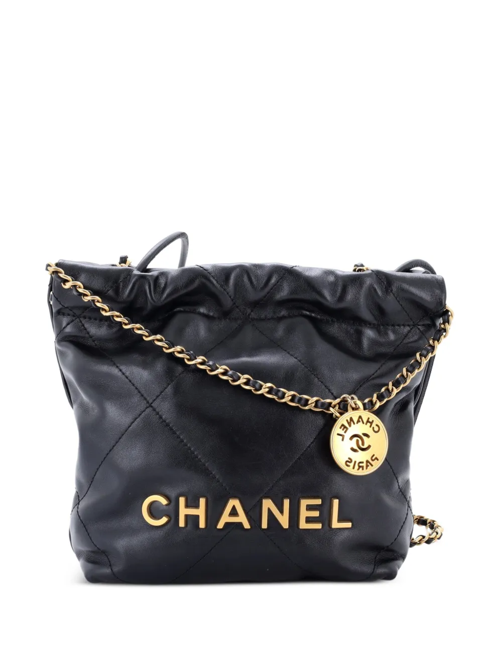 CHANEL Pre-Owned 22 Chain Hobo Quilted Calfskin Mini crossbody bag - Nero