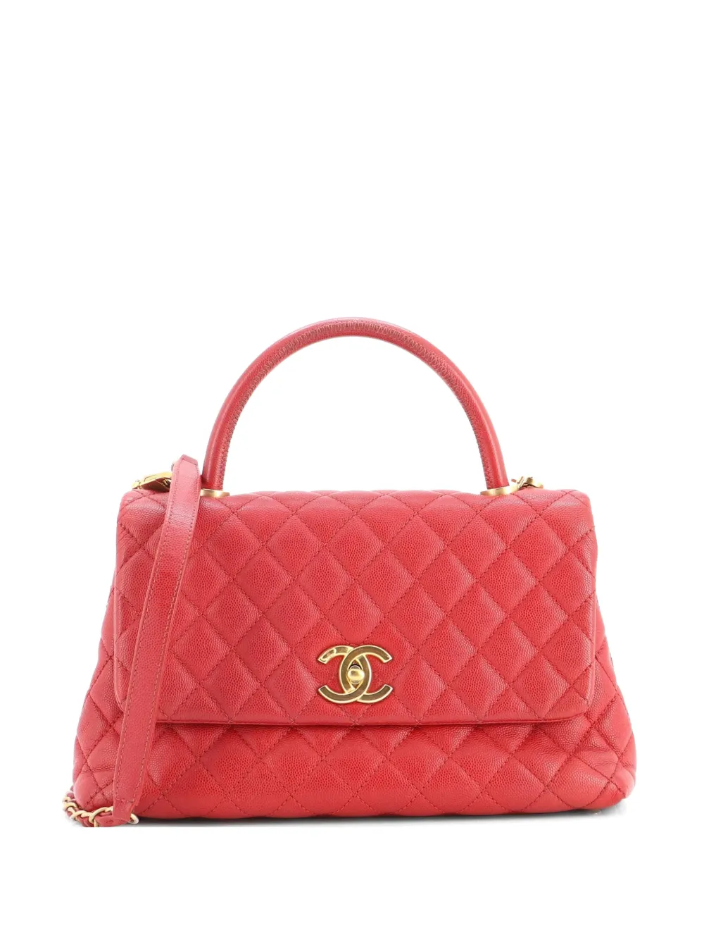 CHANEL Pre-Owned Coco Top Handle Bag Quilted Caviar Small crossbody bag - Red