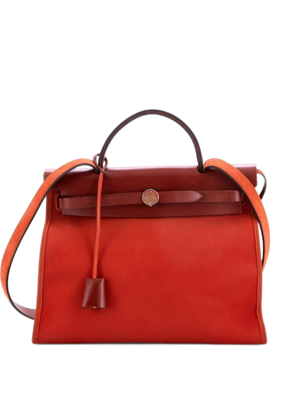 Hermès Pre-Owned Herbag Zip Leather and Toile Schultertasche 31cm - Rot