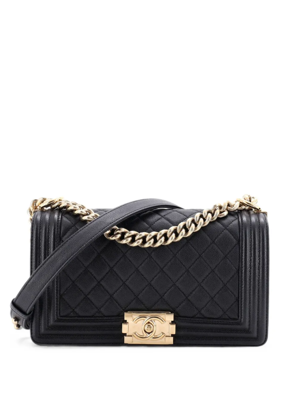 CHANEL Pre-Owned Boy Flap Bag Quilted Caviar Old Medium crossbody bag - Nero