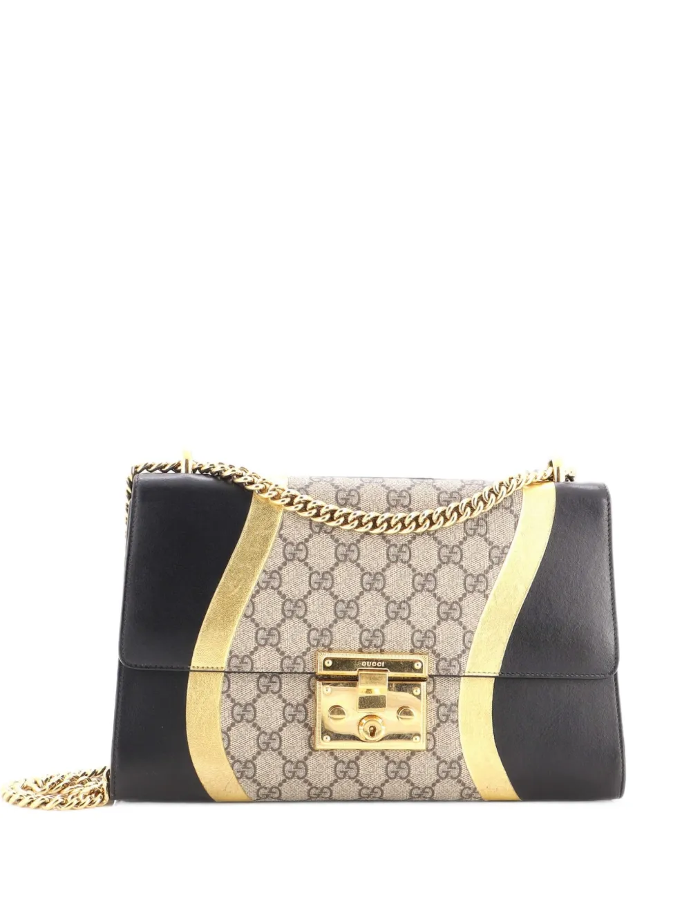 Gucci Pre-Owned Padlock GG Coated Canvas and Leather Medium shoulder bag - Nero