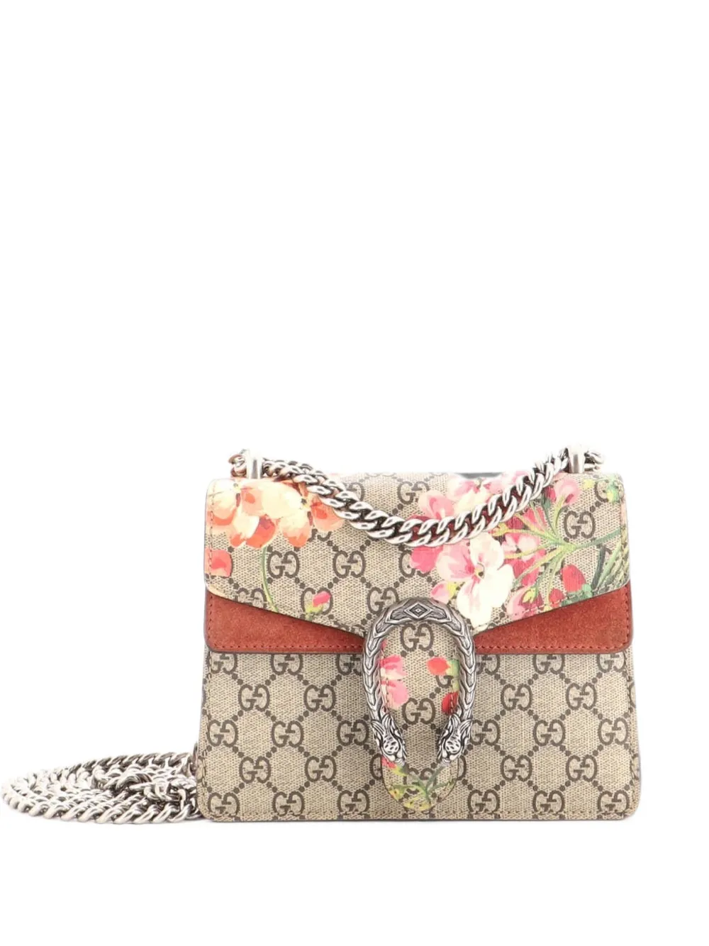 Gucci Pre-Owned Dionysus Bag Blooms Print GG Coated Canvas Mini shoulder bag - Marrone