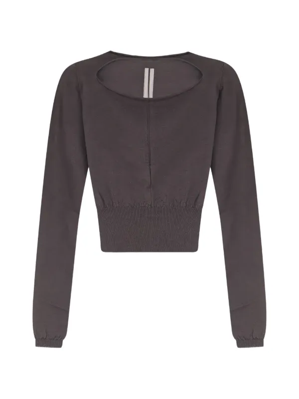 Rick Owens Cropped Ribbed-trim Sweater in Grey