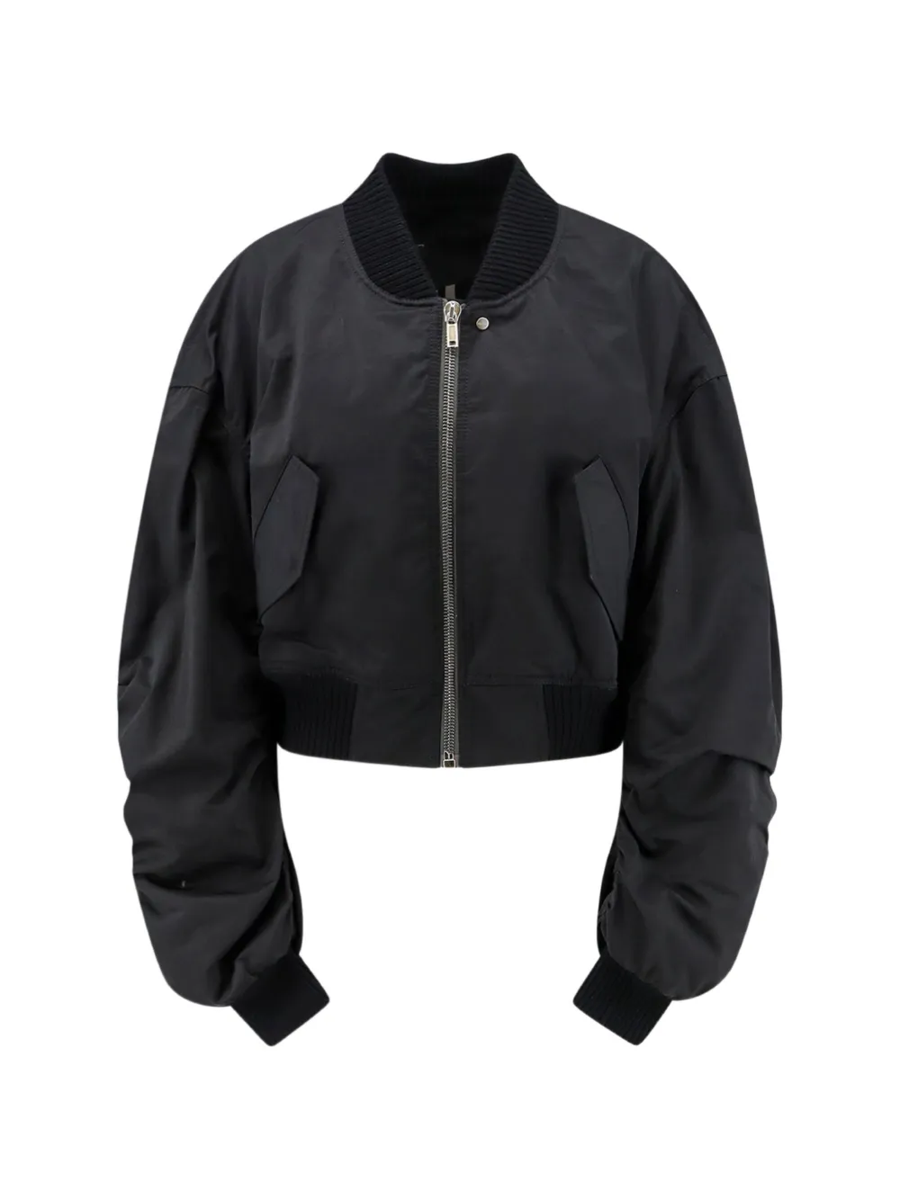 Rick Owens Secchia ruched cropped bomber jacket - Nero