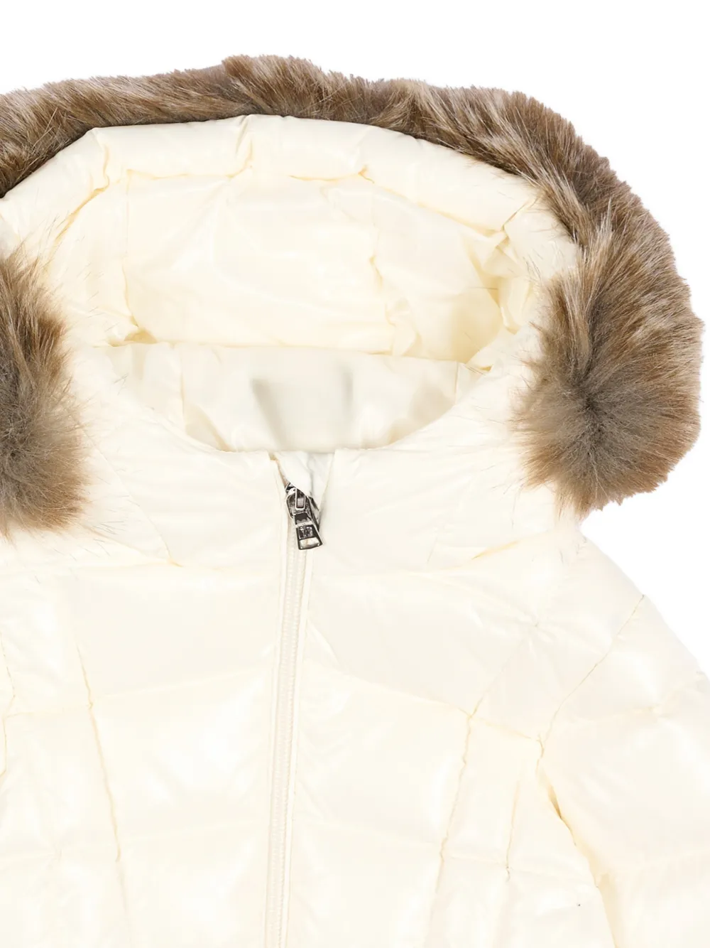 Moncler Enfant Emma jack met afwerking van imitatiebont Wit