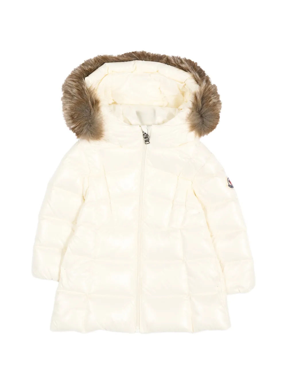 Moncler Enfant Emma jack met afwerking van imitatiebont Wit