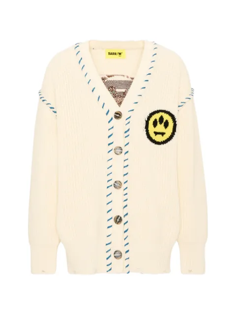 Barrow kids bear-intarsia blanket-stitch cardigan