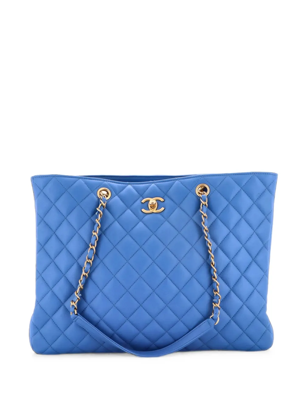 CHANEL Pre-Owned Borsa tote Classic CC grande in pelle di vitello trapuntata - Blu