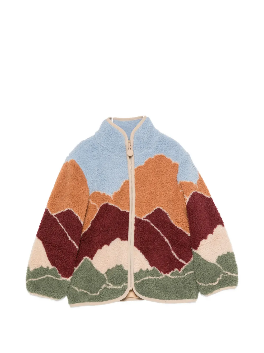 Stella McCartney Kids mountain-print fleece jacket - Marrone