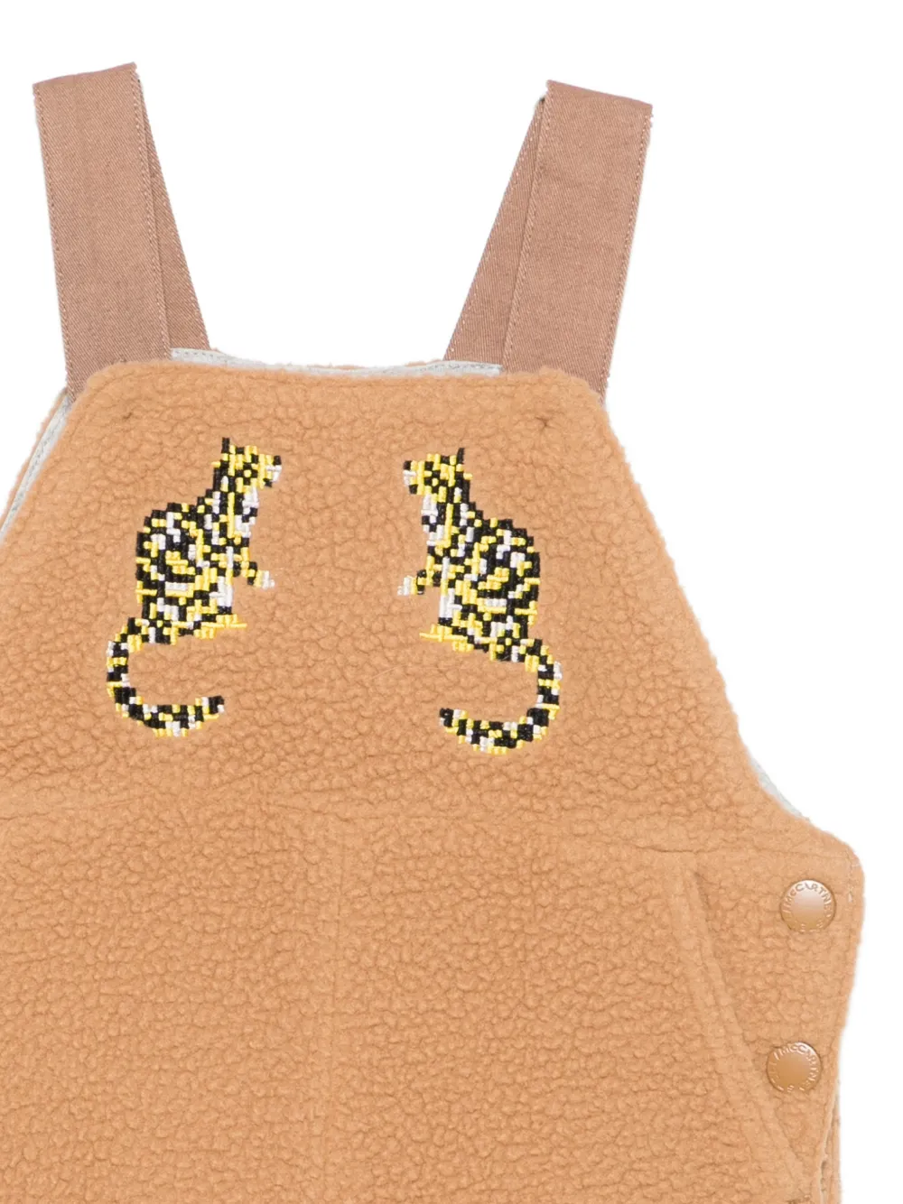 Stella McCartney Kids Fleece tuinbroek met geborduurde tijger Bruin