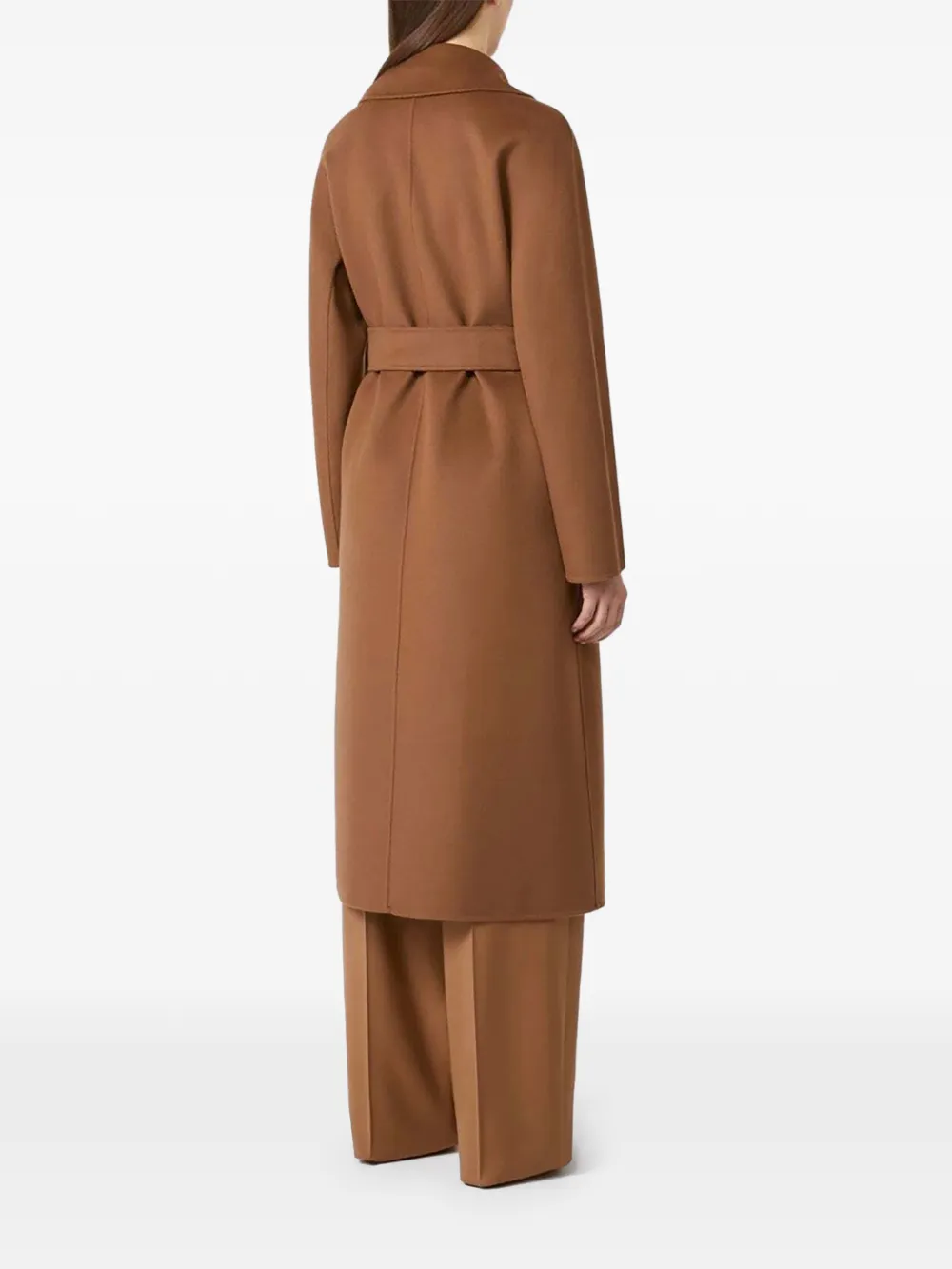 Max Mara Wool Belted Wrap Coat In 브라운