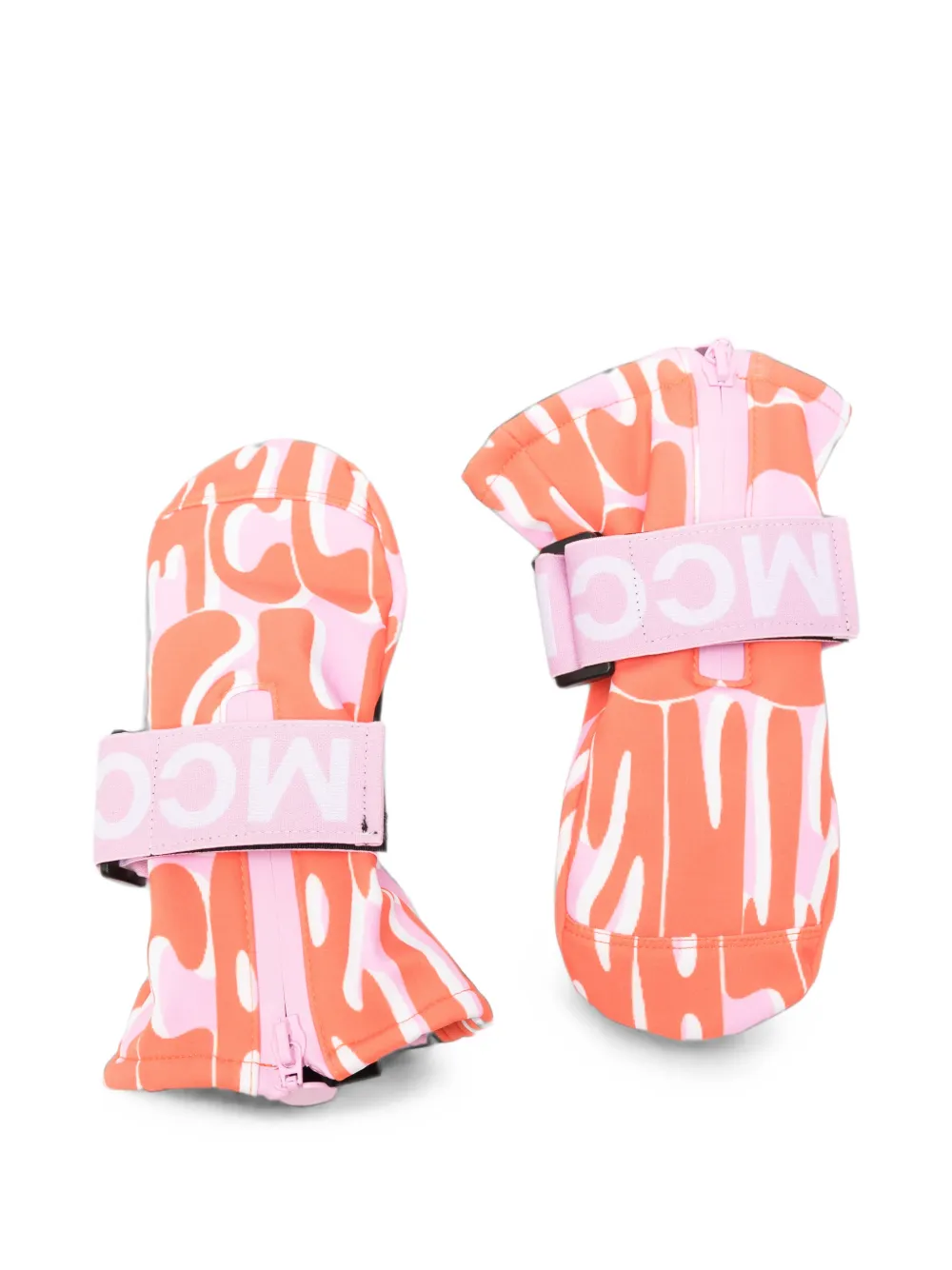 Stella McCartney Kids logo-print touch-strap mittens - Orange