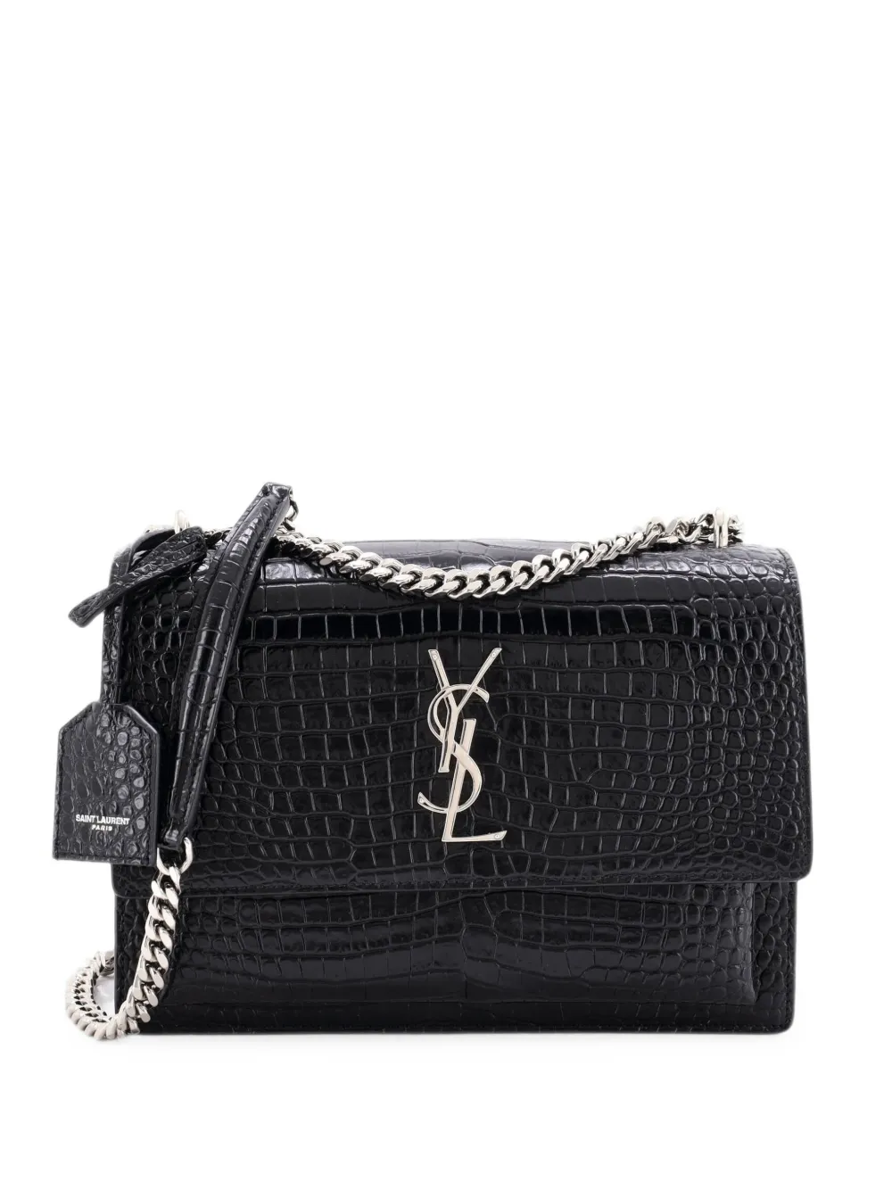Saint Laurent Pre-Owned Sunset Crocodile Embossed Leather Medium crossbody bag - Schwarz