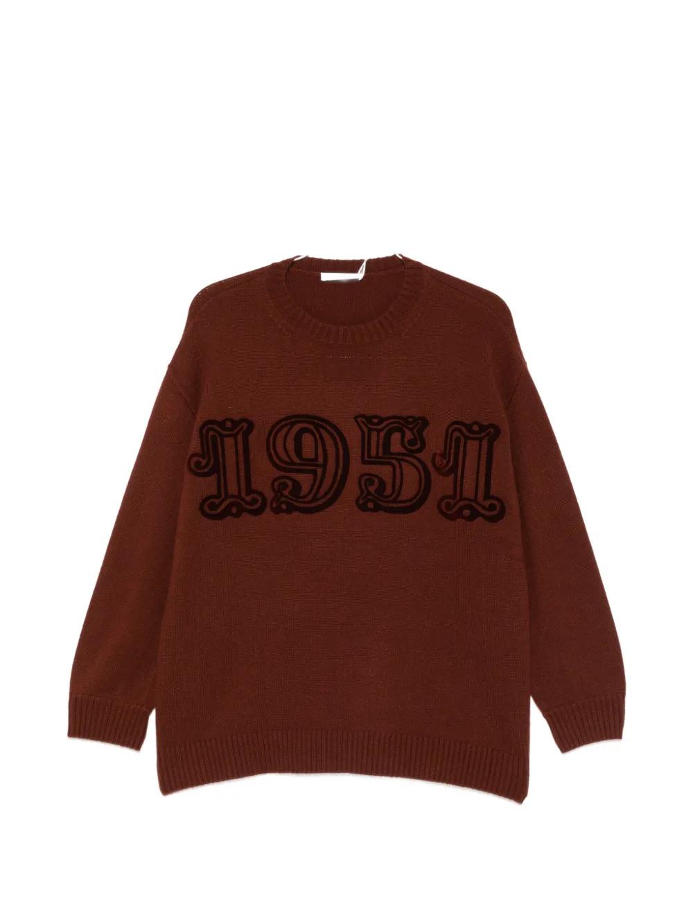 Max Mara Logo-appliqué Crew-neck Sweater In Red