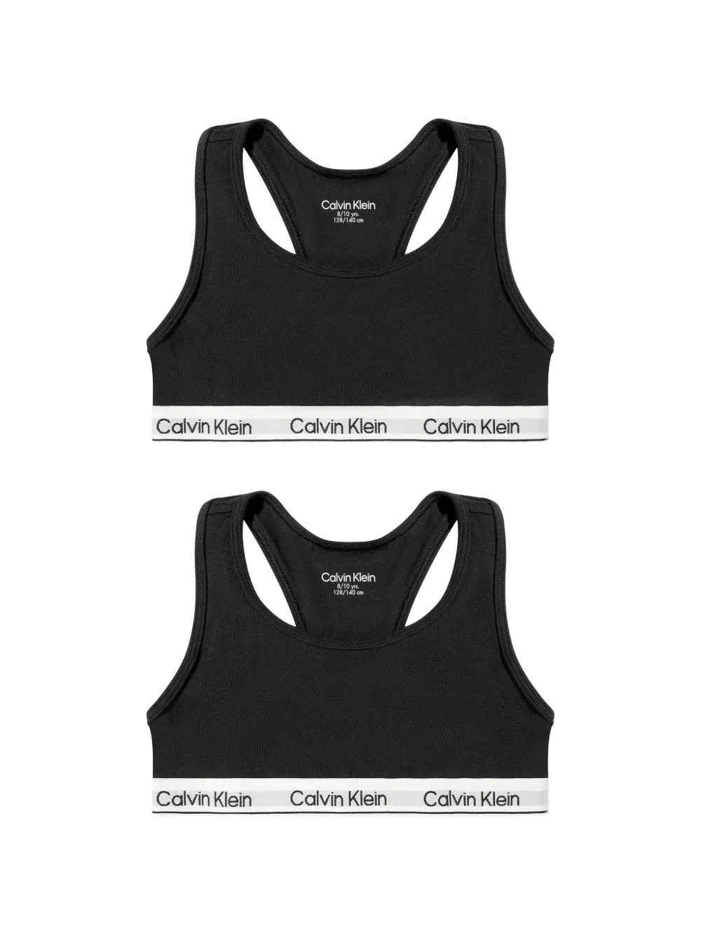 Calvin Klein Kids logo-tape racerback bralettes set (set of two) - Nero