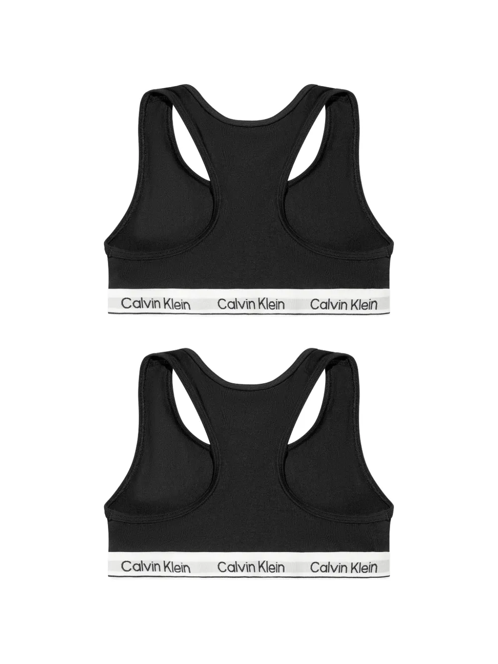 Calvin Klein Kids Twee racerback bralettes met logoband Zwart