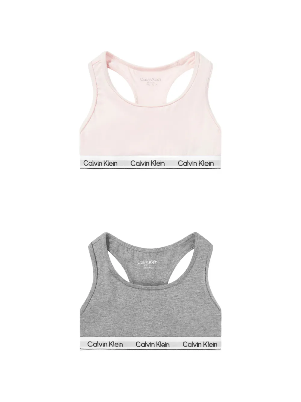 Calvin Klein Kids logo-tape bralettes set (set of two) - Grigio